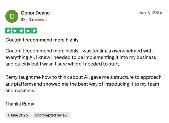 Conor Deane five-star Trustpilot review: Couldn't recommend more highly