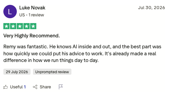 Luke Novak five-star Trustpilot review: Very highly recommend
