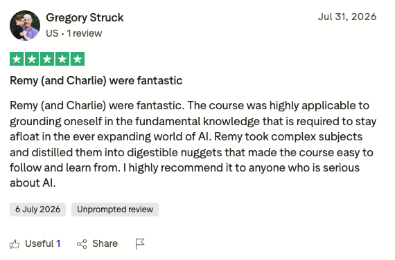 Gregory Struck five-star Trustpilot review: Remy and Charlie were fantastic